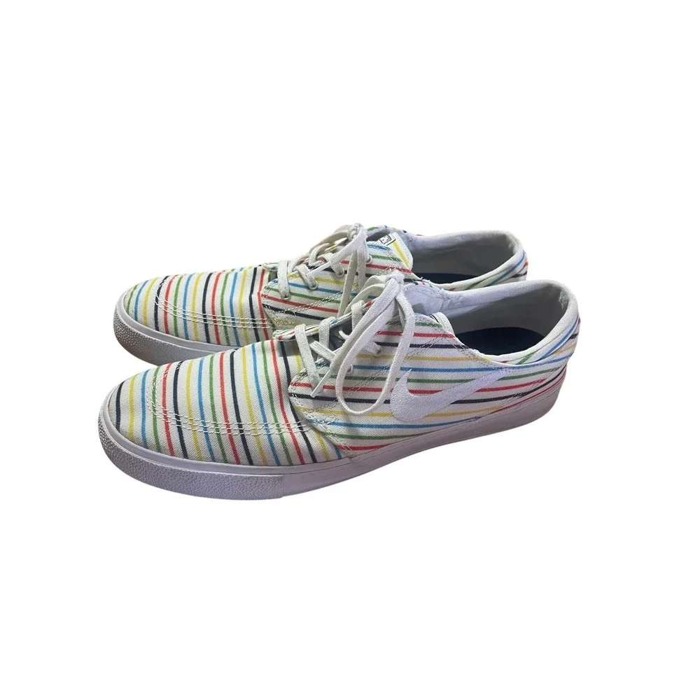Nike SB Stefan Janoski Canvas Multi Color Striped Skate Shoes AQ7878-100 Mens 14